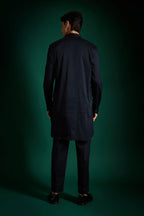 The King Hand Embroidered Designer Kurta - Navy