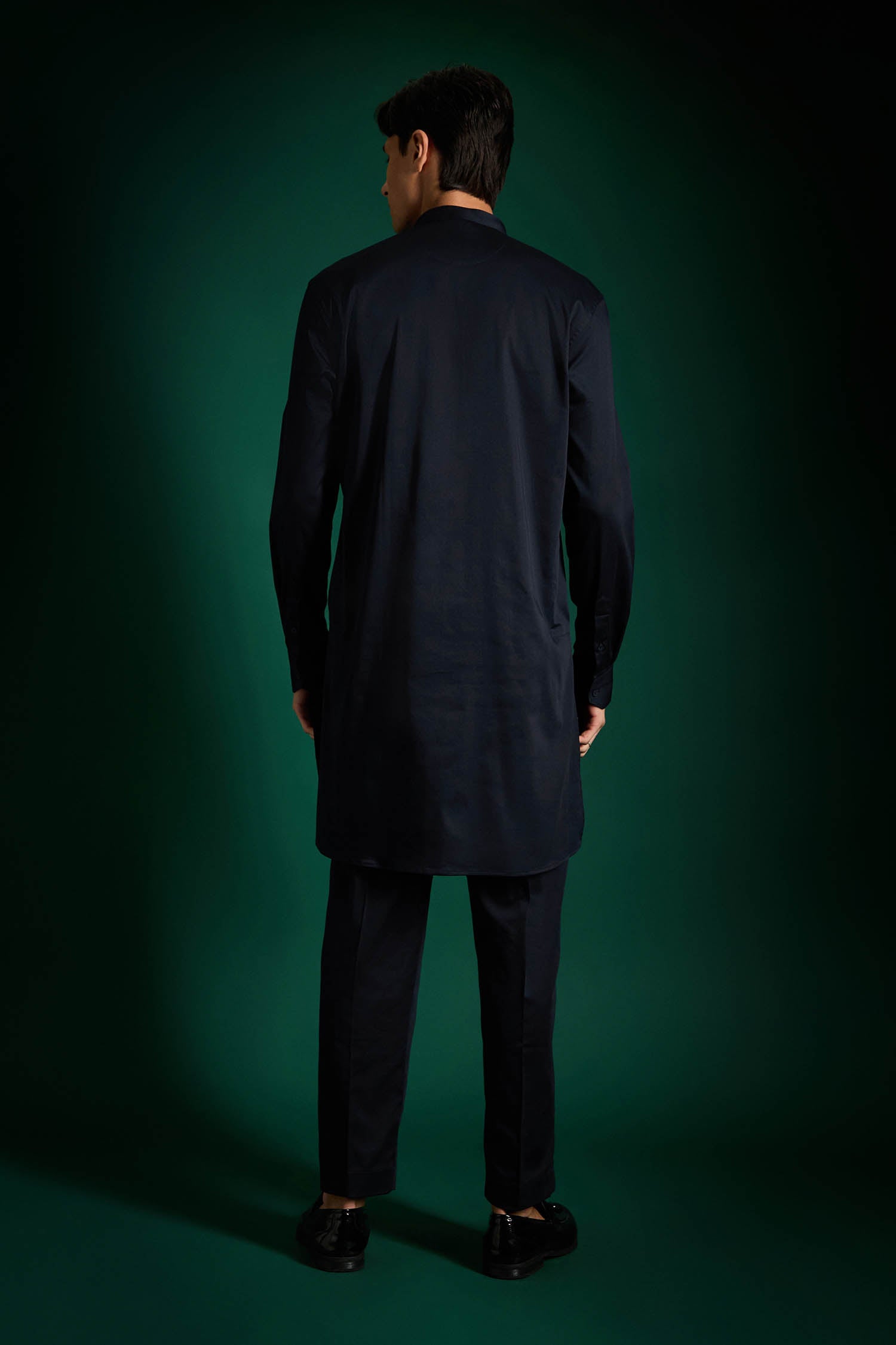 The King Hand Embroidered Designer Kurta - Navy