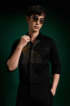 Sparkler Black - Hand Embroidered Designer Shirt