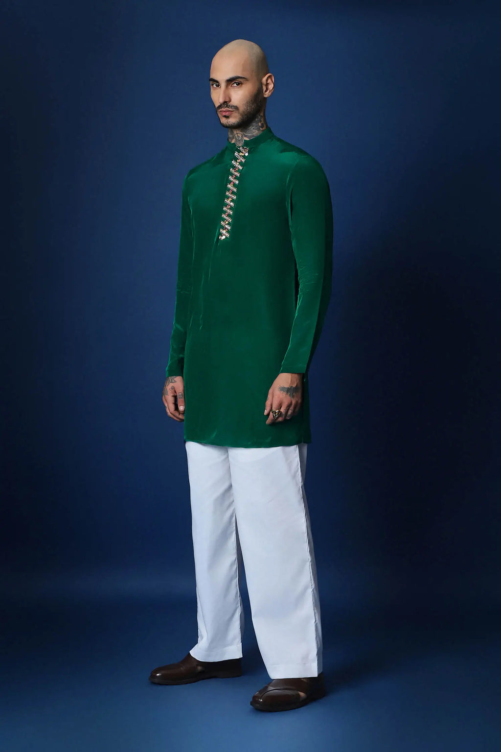 Groom Squad Hand Embroidered Kurta - Green