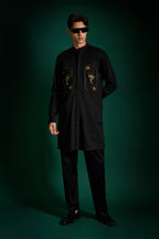 The King Hand Embroidered Designer Kurta - Black