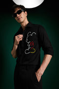 Big Mickey - Black Hand Embroidered Designer Shirt