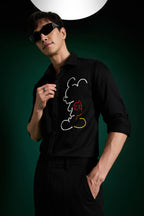 Big Mickey - Black Hand Embroidered Designer Shirt
