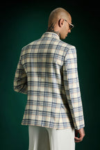 The Boardroom Plaid Blazer Ivory