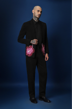 Hibiscus  Hand Embroidered Tuxedo - Black