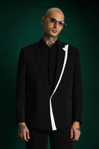 Double Lapel The Board Room Designer Blazer Set - Black