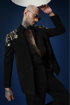 Empire Hand Embroidered Tuxedo - Black