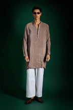 Petals Hand Embroidered Designer Kurta - Lilac Luster