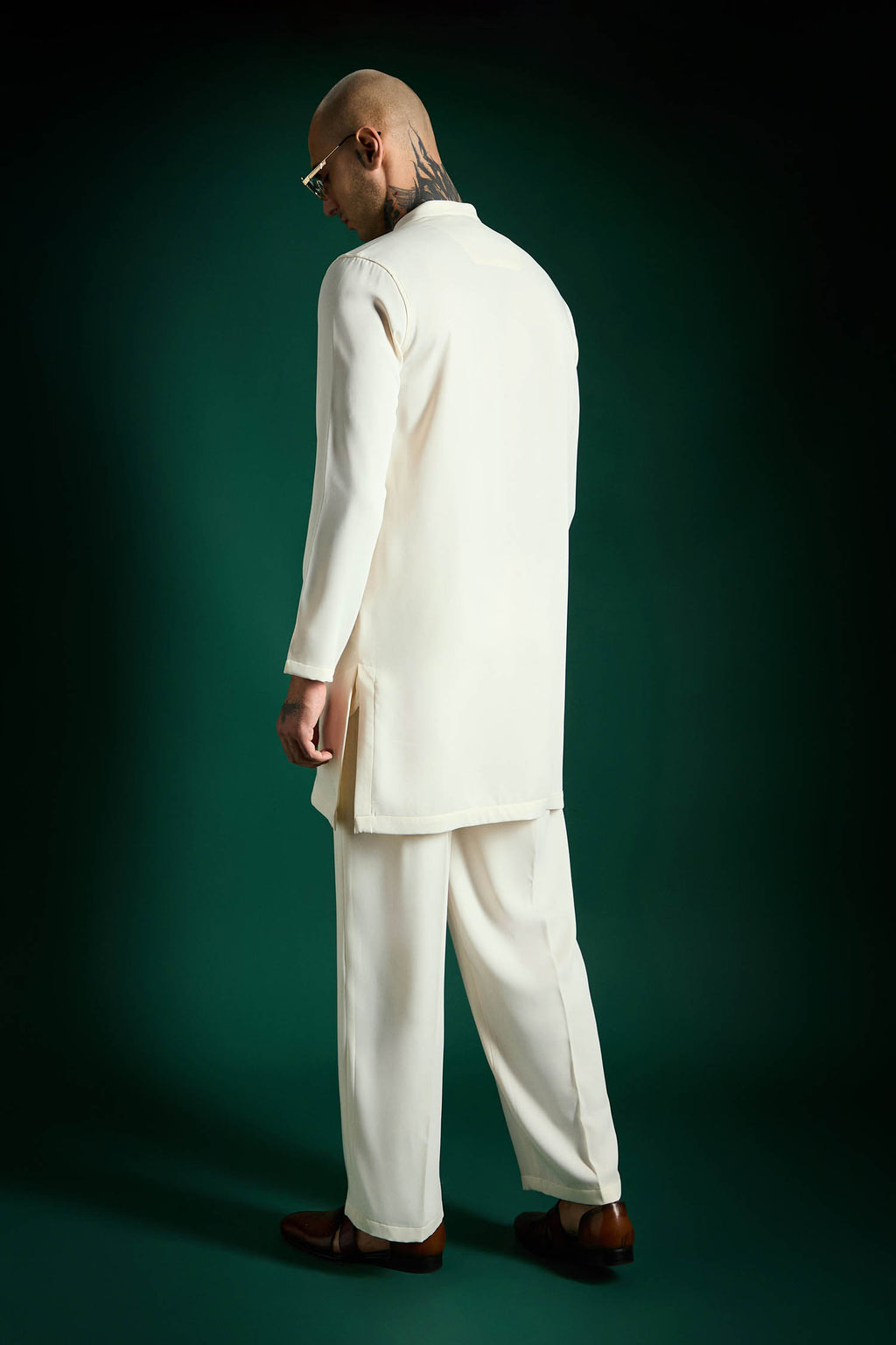 Brim- Hand Embroidered Designer Kurta Set - Ivory