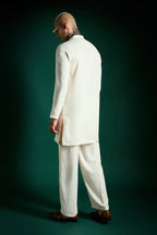 Brim- Hand Embroidered Designer Kurta Set - Ivory
