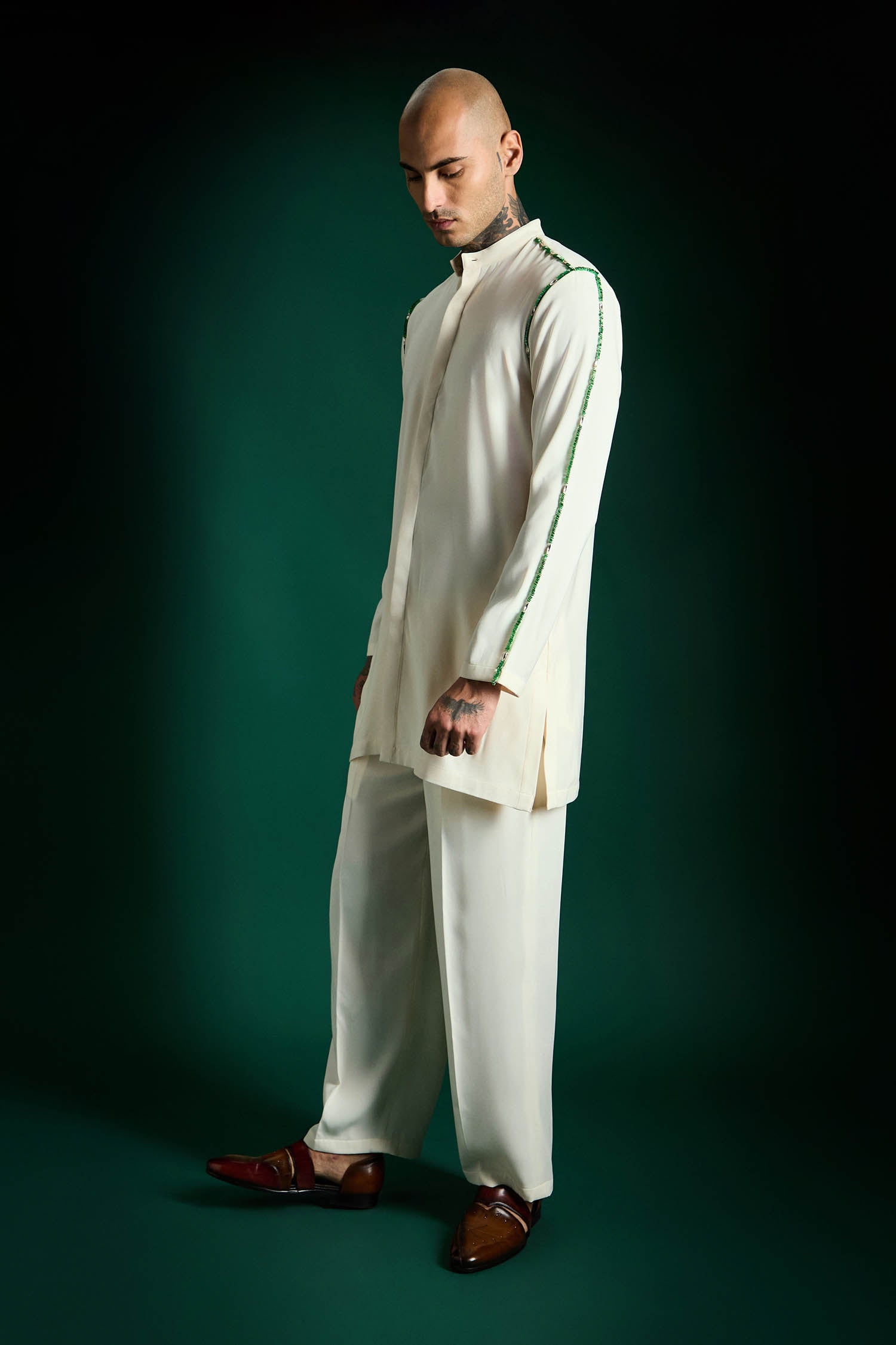 Cue Hand Embroidered Designer Kurta Set - Ivory