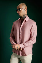 Irish Linen Shirt - Salmon Pink