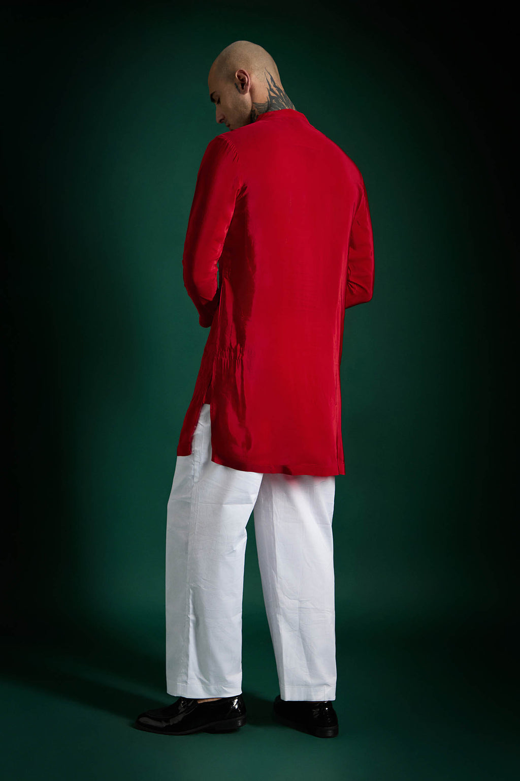 Botanic Hand Embroidered Designer Kurta - Red