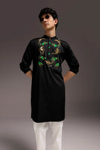 Swimming Tiger - Hand Embroidered Designer Kurta