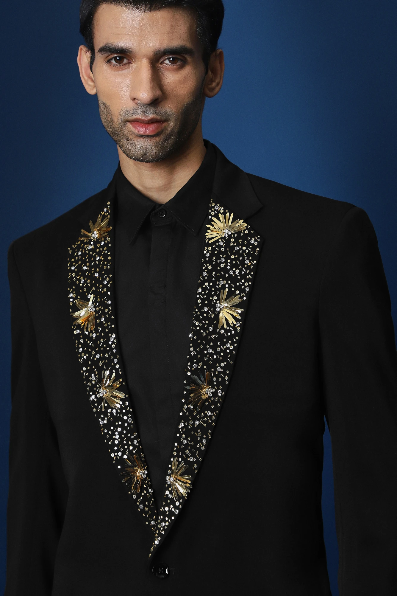 Nova Hand Embroidered Tuxedo - Black