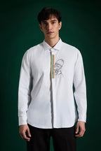 Static Brat Simpson White - Hand Embroidered Designer Shirt