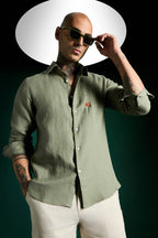 Bird Irish Linen Shirt - Olive Green