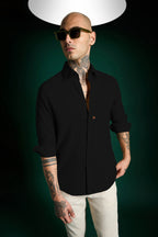 Brown Spade Irish Linen Shirt - Black