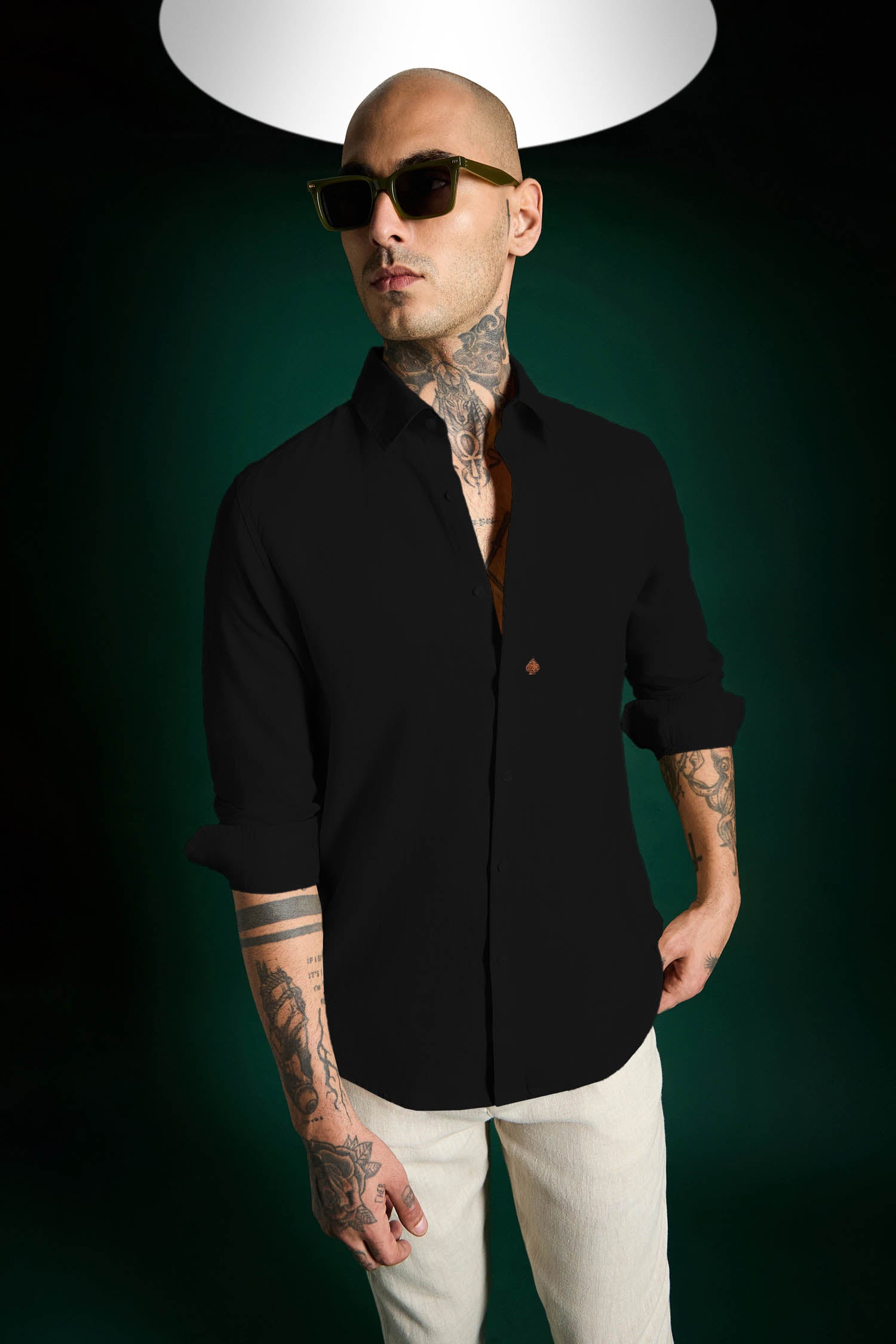 Brown Spade Irish Linen Shirt - Black