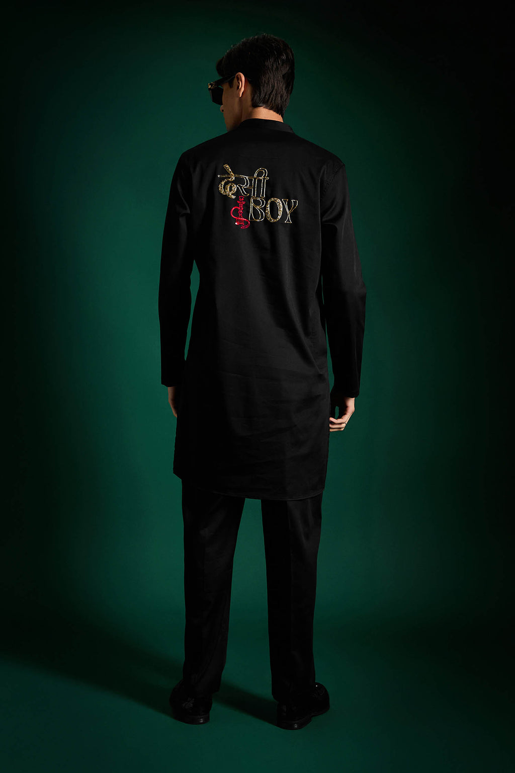 Desi Boy Hand Embroidered Designer Kurta - Black