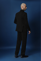 Hibiscus  Hand Embroidered Tuxedo - Black