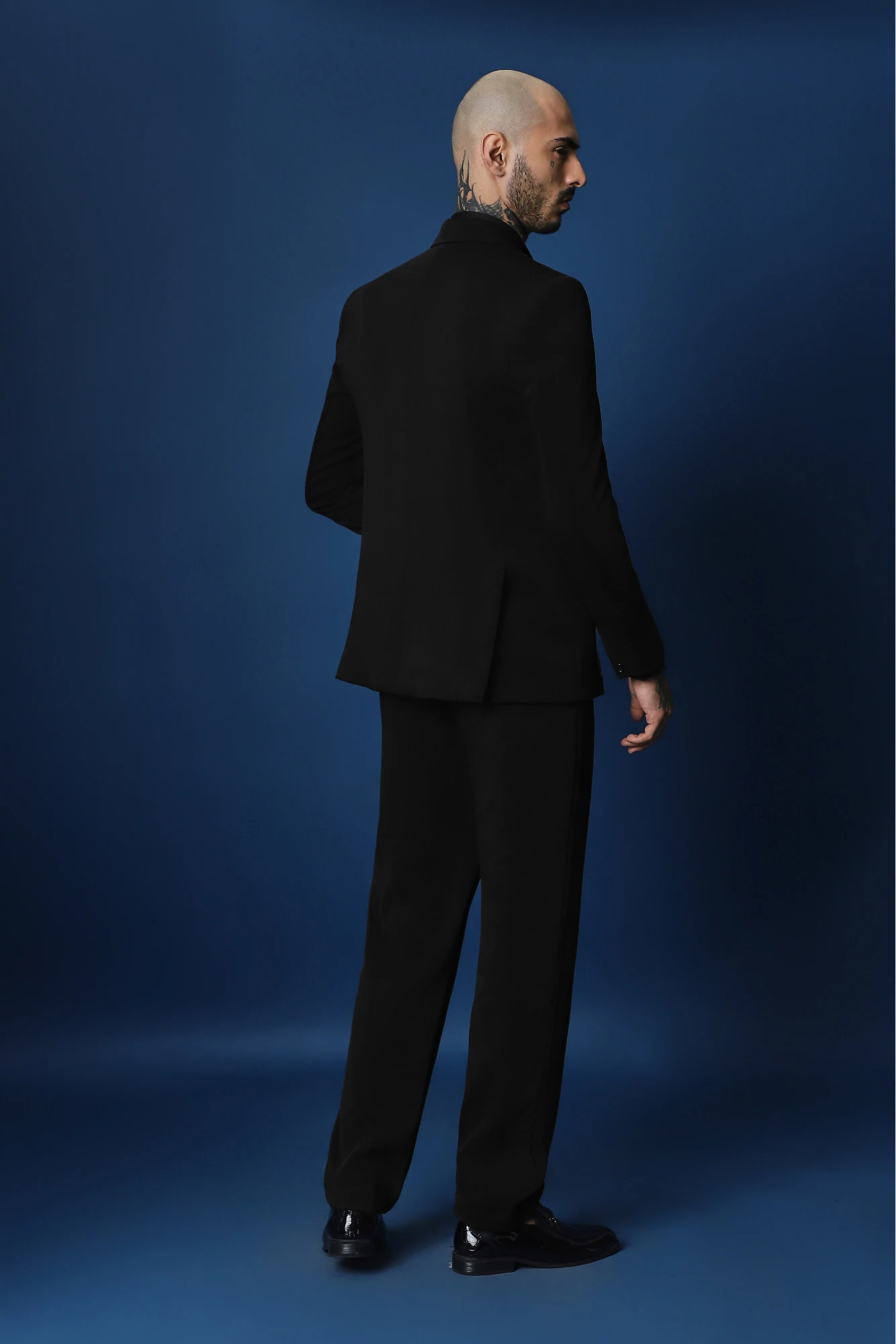 Hibiscus  Hand Embroidered Tuxedo - Black