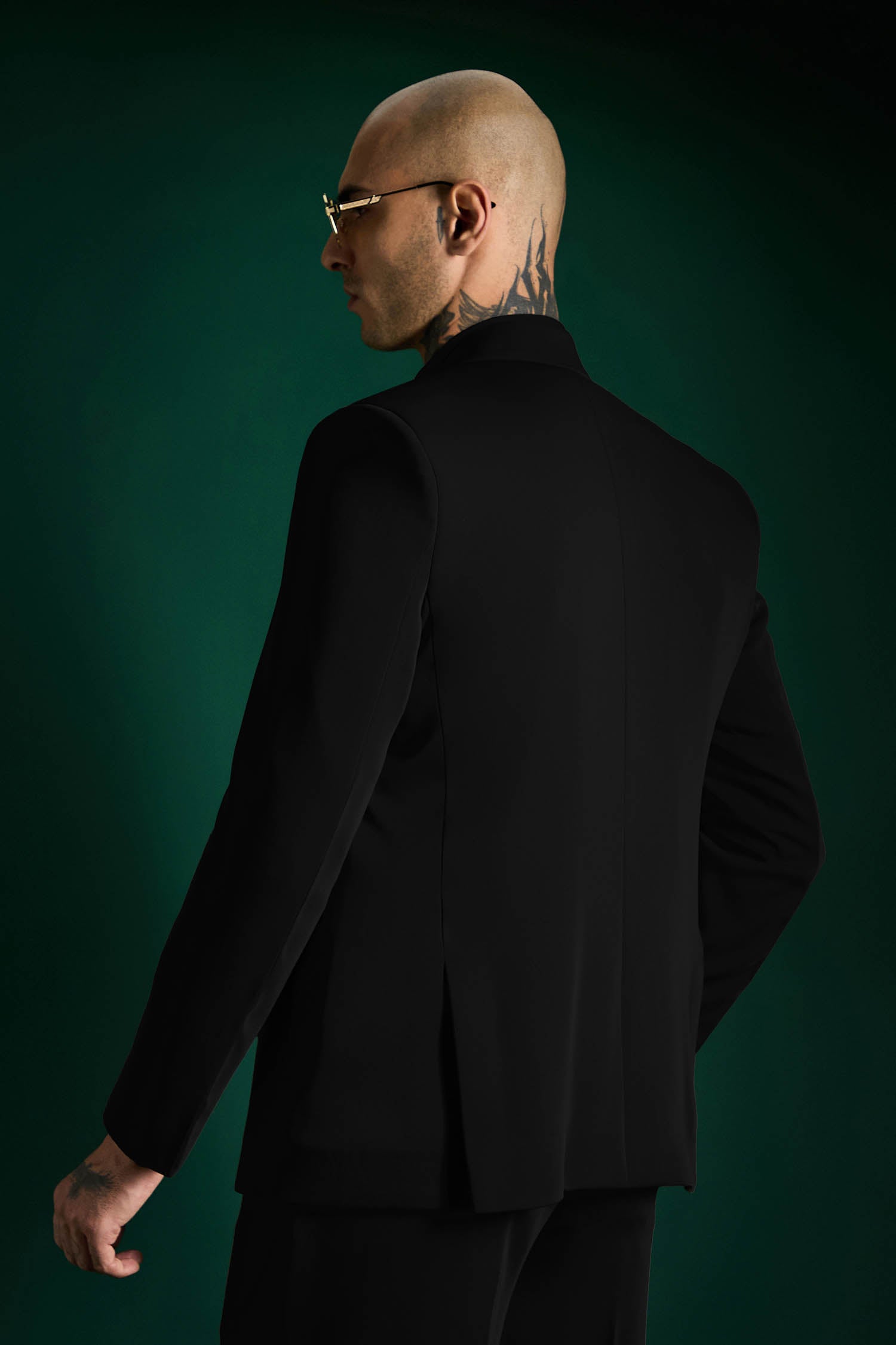 Double Lapel The Board Room Designer Blazer Set - Black