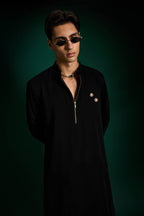 Disc Hand Embroidered Designer Kurta - Black