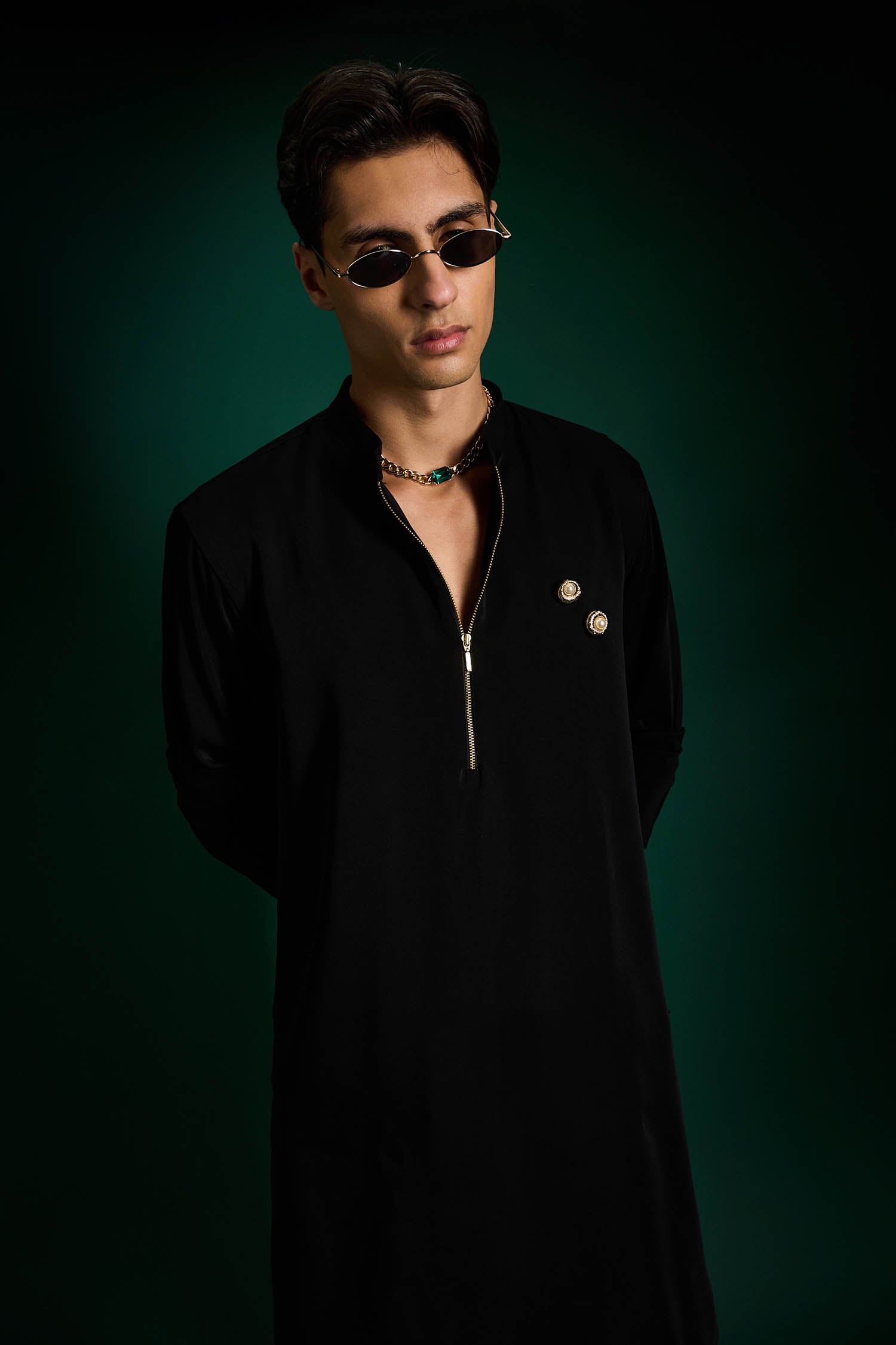 Disc Hand Embroidered Designer Kurta - Black