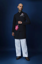 Solstice Hand Embroidered Bundi Set - Navy