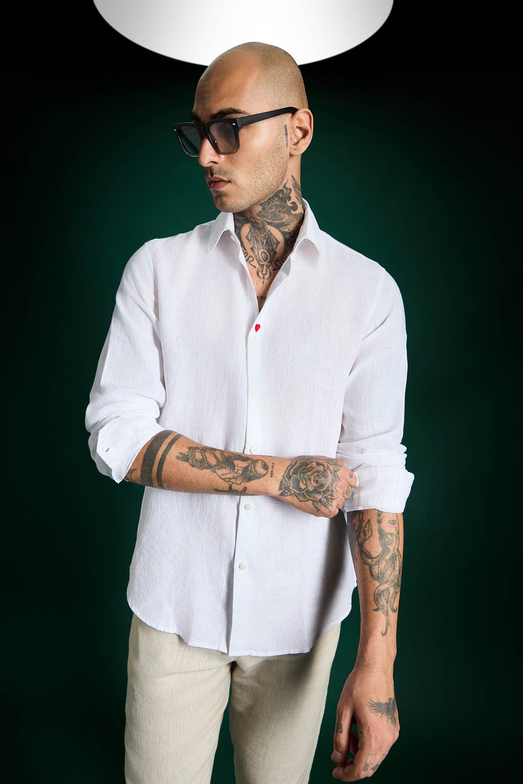 Heart Irish Linen Shirt - White