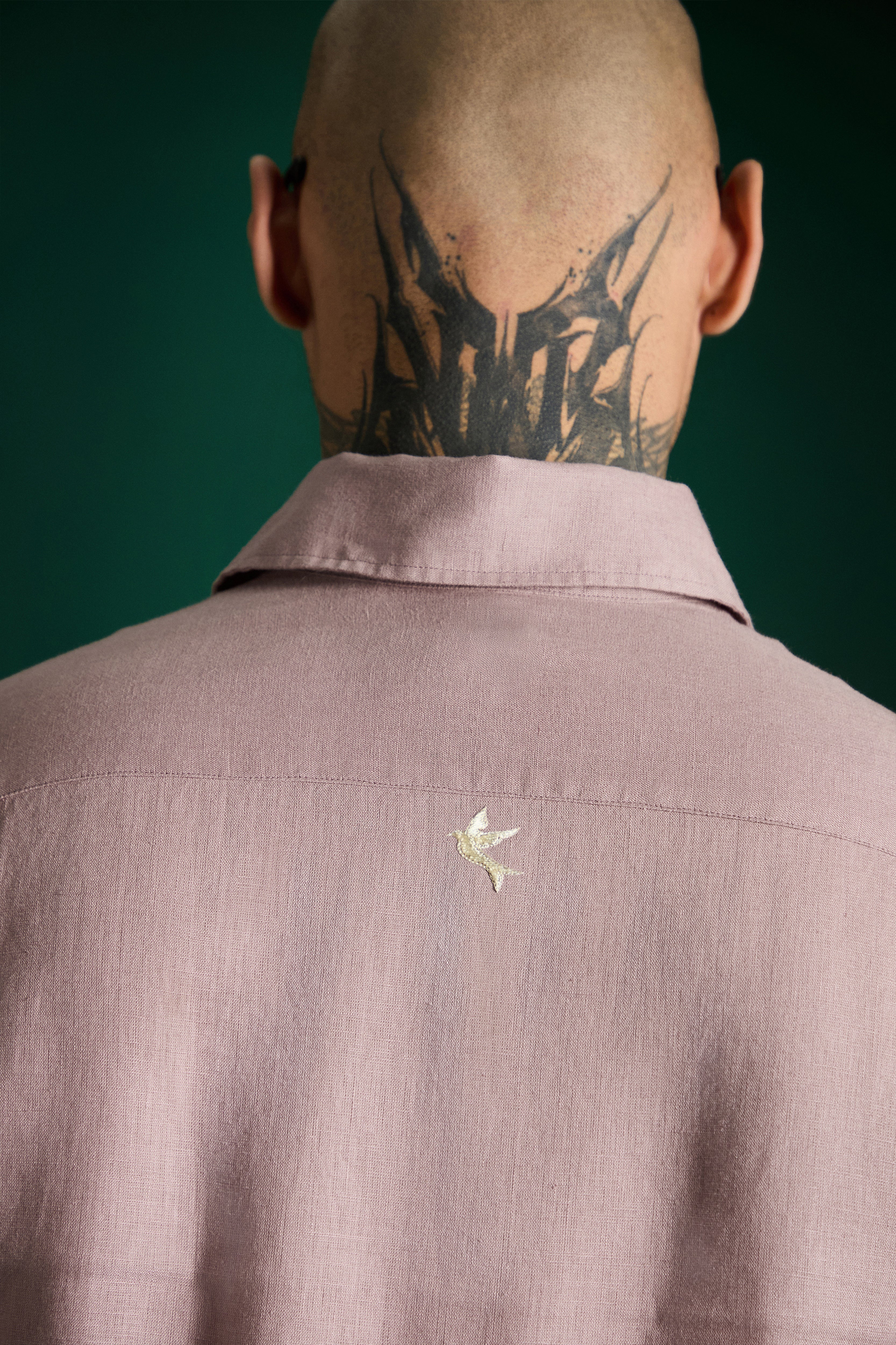 Bird Irish Linen Shirt - Dusky Pink