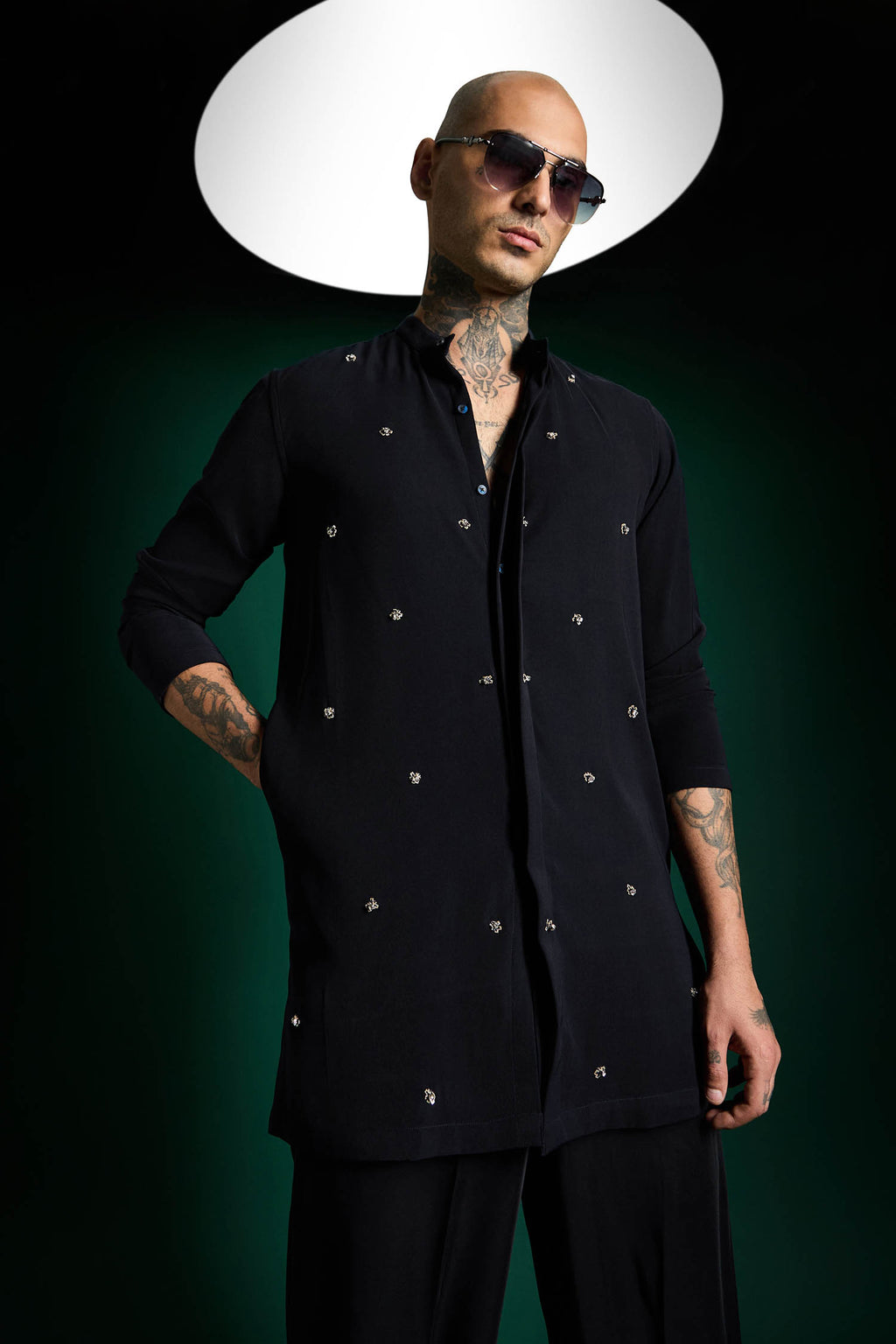 Timber Hand Embroidered Designer Kurta Set - Navy