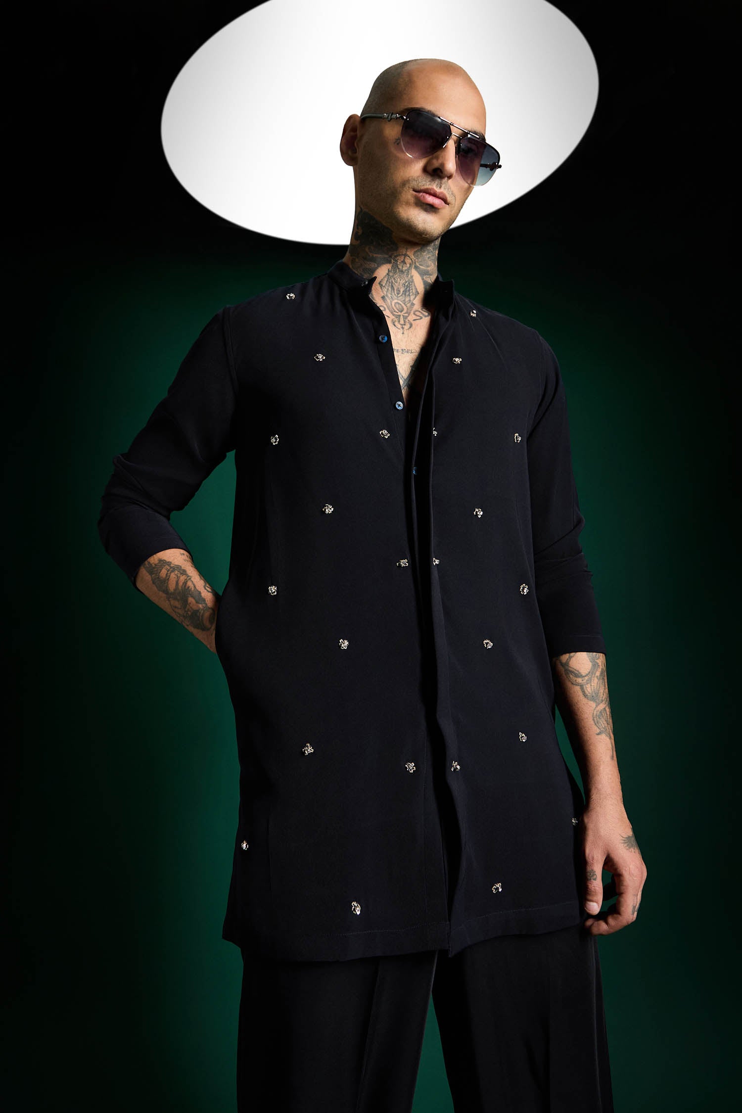 Timber Hand Embroidered Designer Kurta Set - Navy