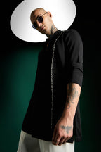 Brim Hand Embroidered Designer Kurta Set - Black