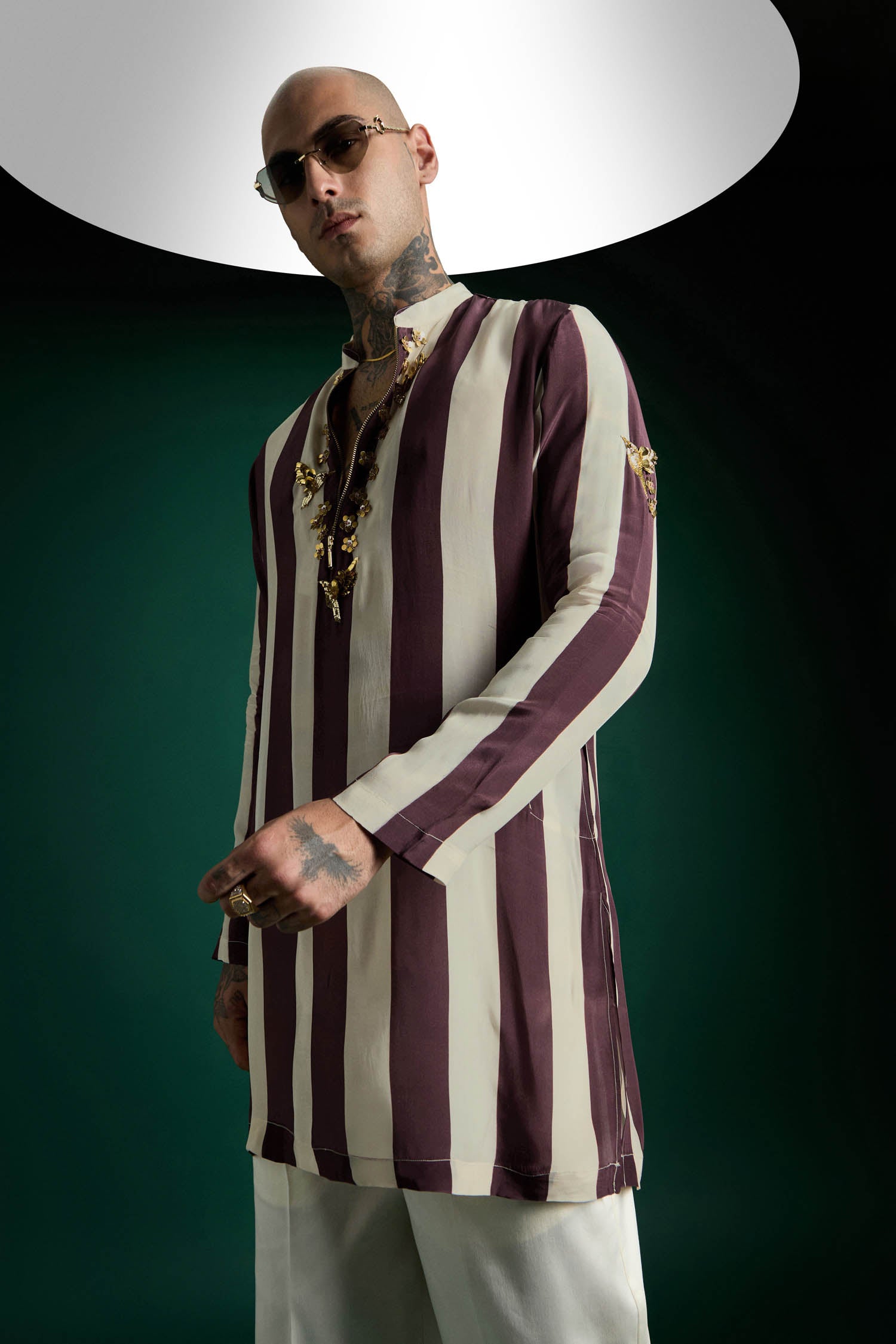 Crest Hand Embroidered Designer Kurta - Wine