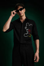 Big Mickey - Black Hand Embroidered Designer Shirt