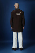 Bride Squad Hand Embroidered Kurta - Brown