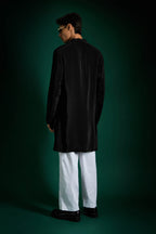 Water Lily Hand Embroidered Designer Kurta - Black