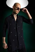 Studded Hand Embroidered Designer Kurta Set - Navy
