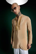 Quiet Chimes Hand Embroidered Designer Kurta - Camel