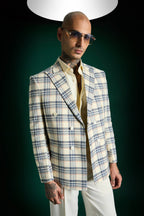 The Boardroom Plaid Blazer Ivory