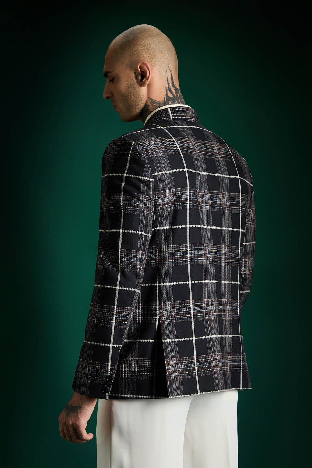 The Boardroom Tartan Checks Blazer - Black