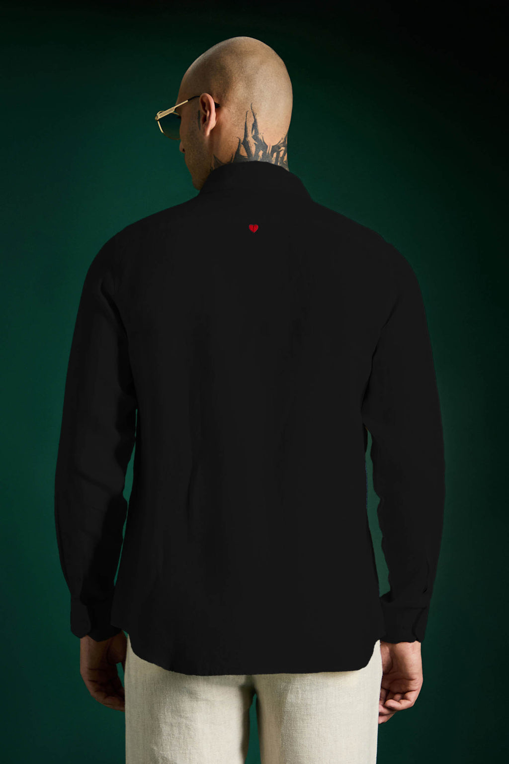 Heart Black Linen Shirt