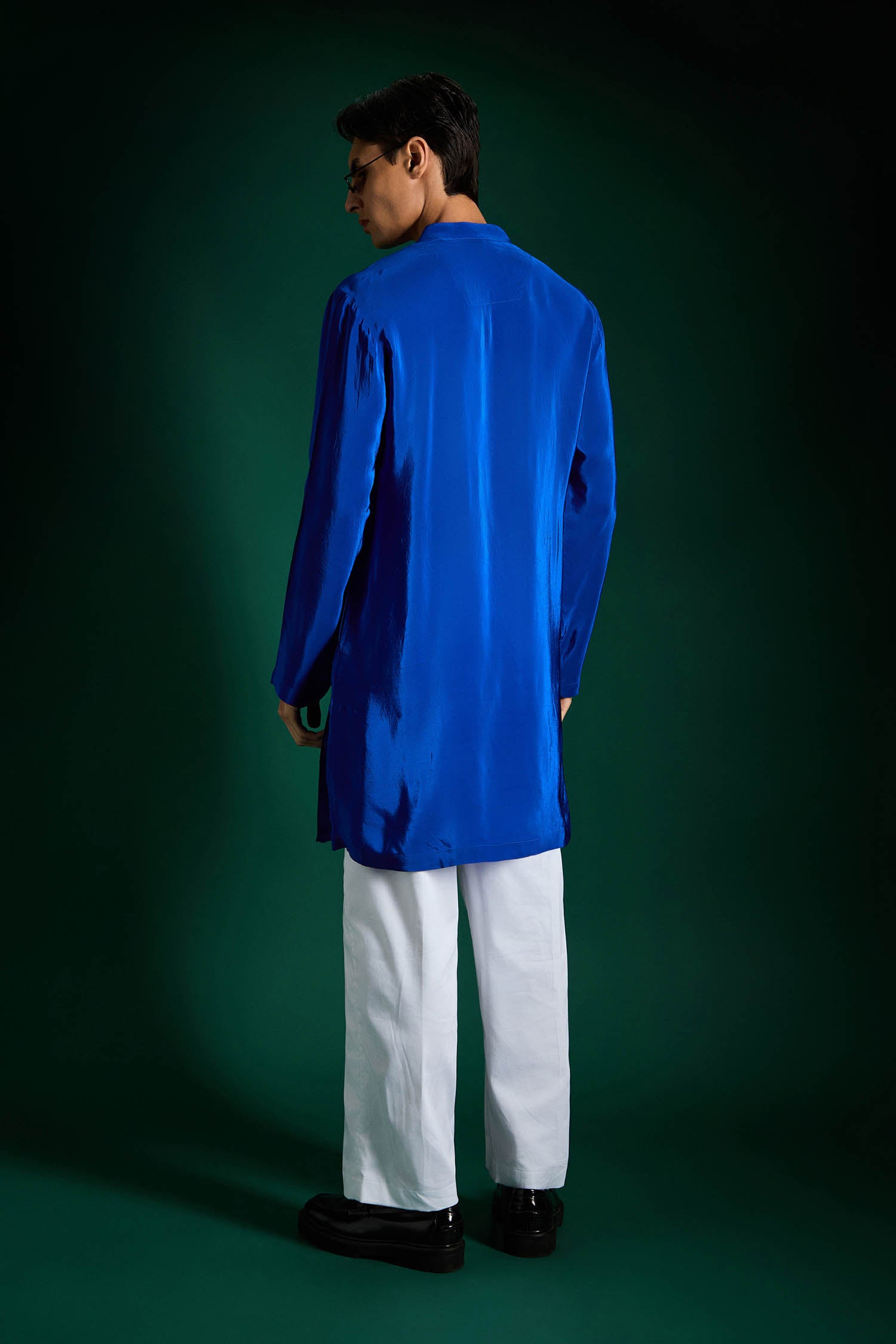 Botanic Hand Embroidered Designer Kurta - Royal Blue