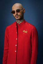 Bee Kiss Red Bundi Kurta