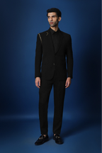 Metal Chain Hand Embroidered Tuxedo - Black