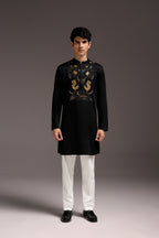 Lagoon(Crocodile&frog) - Hand Embroidered Designer Kurta