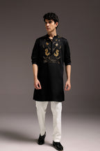 Lagoon(Crocodile&frog) - Hand Embroidered Designer Kurta