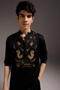Lagoon(Crocodile&frog) - Hand Embroidered Designer Kurta